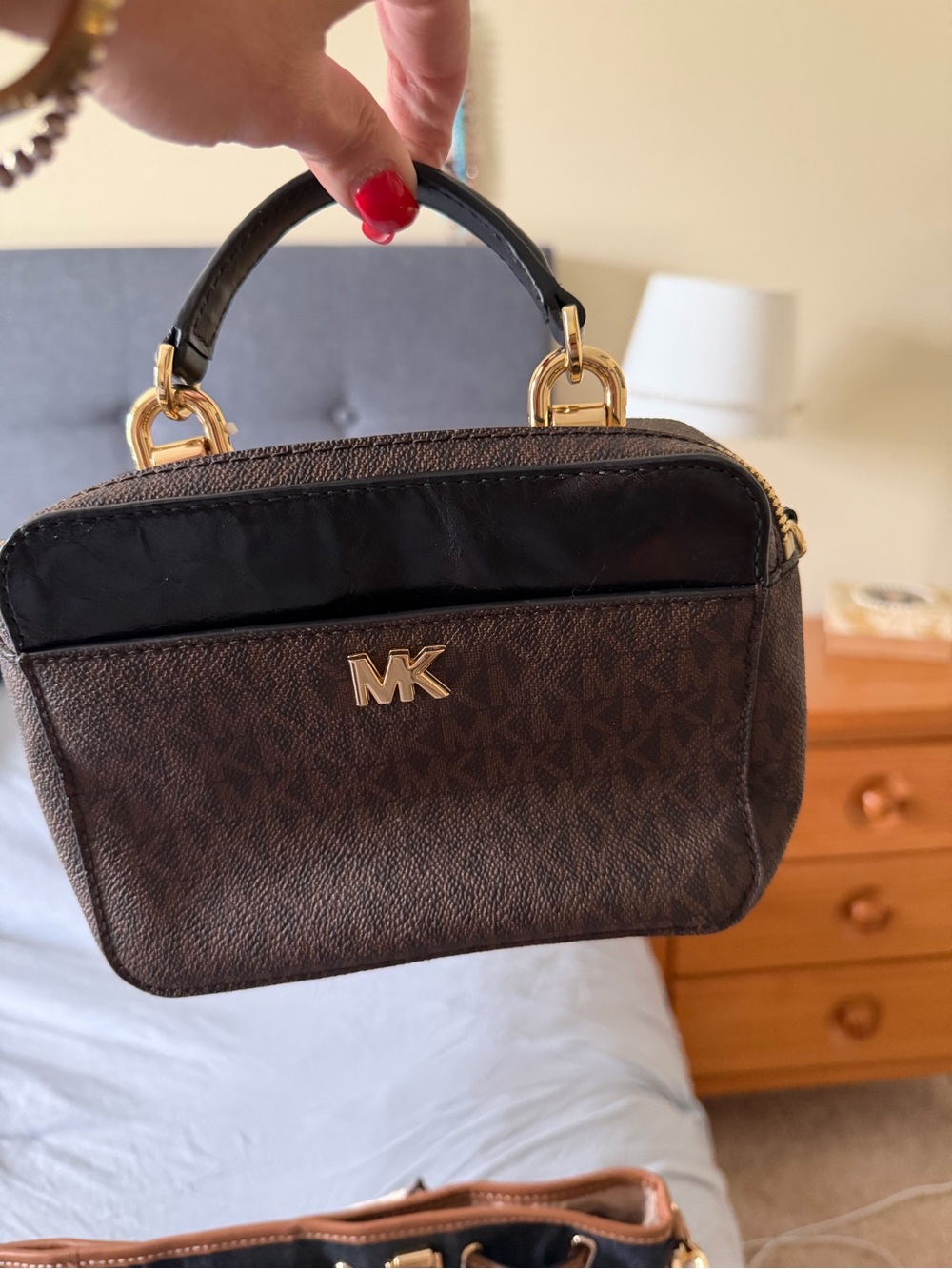 Michael Kors Brown and Black Mini Top-Handle Crossbody